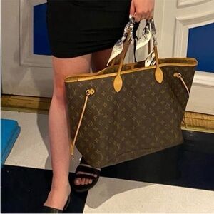 Louis Vuitton Brown Monogram Neverfull Tote with Tan Trims GM SIZE